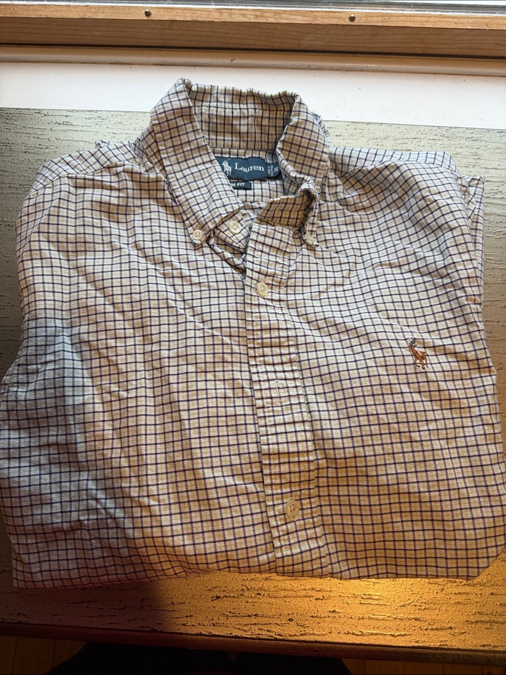 Polo by Ralph Lauren Beige and Navy Check Button-Down Shirt